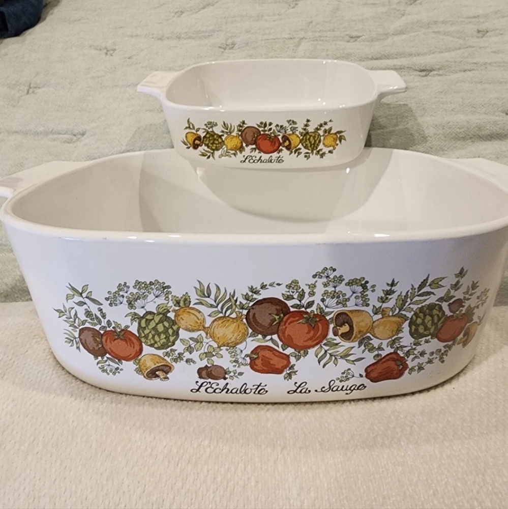VINTAGE LOT OF 2 Corning Ware 4 & 1 Quart Casserole A-34-B Spice Of Life A-1-B